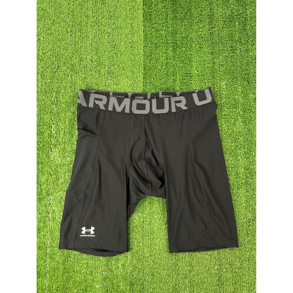 Under Armour HeatGear Mens Black Compression Shorts Side Pocket XL